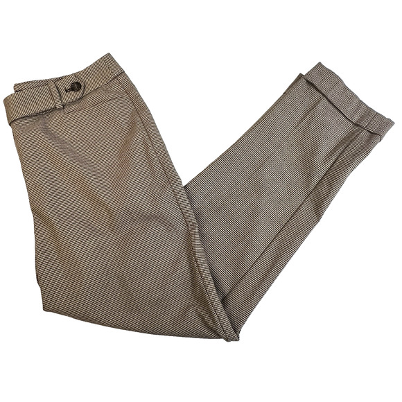 Talbots Heritage Career Pants Women 8 Tan Green Poly Wool Blend Cuffed Work - Picture 1 of 10